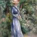 Woman in a Blue Dress Standing in the Garden at Saint-Cloud